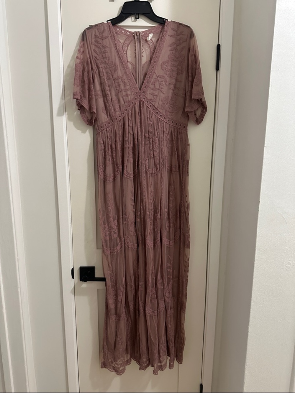 Pinkblush Mauve Lace-Trim Maxi Dress (Maternity)
